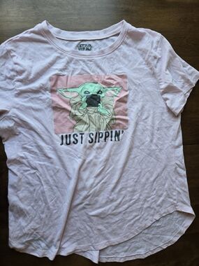 Star Wars Grogu Baby Yoda Just Sippin Pink Graphic Tee 2XL